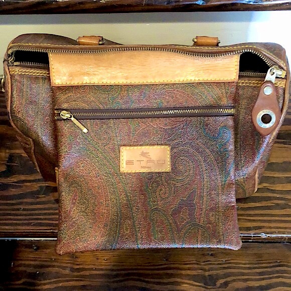 METRO MILANO Red Paisley Speedy 20 Small Boston Travel Tote Bag Lock and Key - Picture 4 of 17